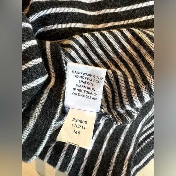 James Perse Grey Striped Hooded Pullover Hi-Low Hem & Kangaroo Pocket - Size S - Picture 14 of 14